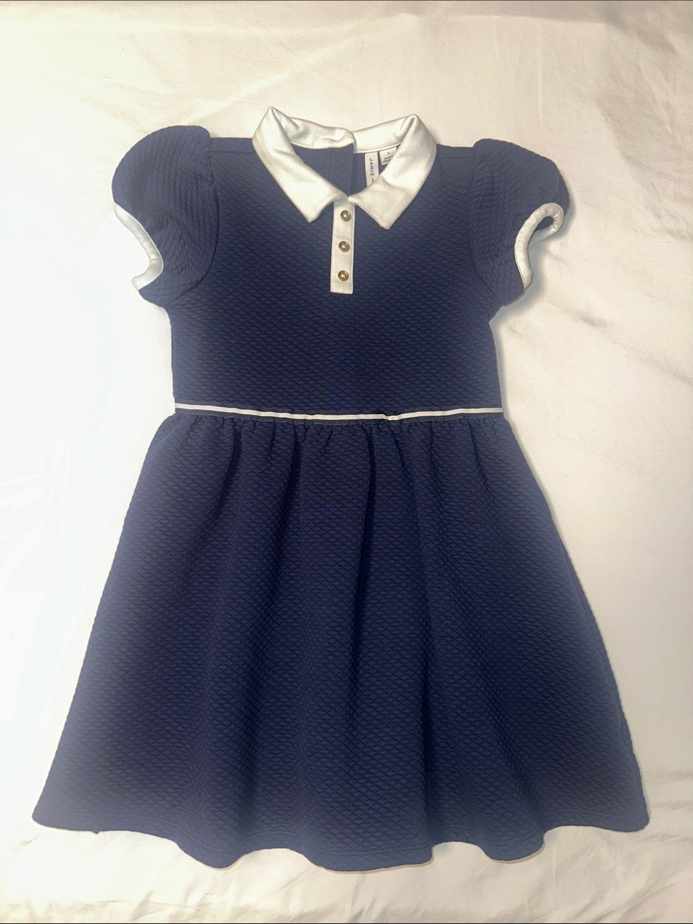 Janie and Jack Navy Dress with White Collar and Trim